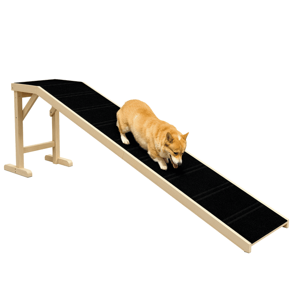 PawHut Pet Ramp for Dogs Cats Non-slip Carpet Top Natural
