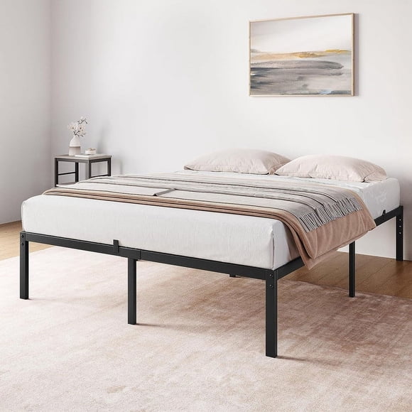 14" Full Size Metal Platform Bed Frame with Storage - Steel Slat Support, No Box Spring Needed
