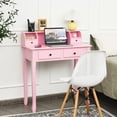 thumbnail image 4 of Costway Writing Desk Makeup Vanity Table Home Office Computer Desk 4 Drawer Pink, 4 of 10