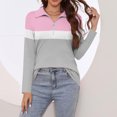 thumbnail image 4 of Plebaso Chemises à Manches Longues pour Femmes à Blocs de Couleur Quart Zip Hauts Décontractés Col Pull Blouses pour Femmes, 4 of 7
