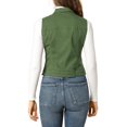 thumbnail image 3 of INSPIRE CHIC Juniors Washed Chest Flap Pockets Single Breasted Denim Vest Jacket, 3 of 6