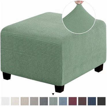LOVEVER 3 Tailles Carré Jacquard Durable Housse Extensible Personnalisée pour Repose-Pieds Ottoman Tabouret de Rangement Pliant Protecteur de Meuble Housse (Gris Foncé L)