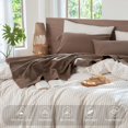 thumbnail image 4 of Bedding Sheet Set Washed Cotton Linen Like Textu Breathable Durable Soft Comfy (Dark Orange Queen), 4 of 6