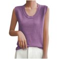 thumbnail image 4 of Plebaso Ribbed Tank Tops for Women Crew Neck Sleeveless Knit Shirts Solid Color Loose Summer Casual Tops, 4 of 5