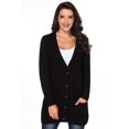 thumbnail image 1 of Women Black/Gray/Green/Red/Purple Front Pocket and Buttons Closure Cardigan, 1 of 4