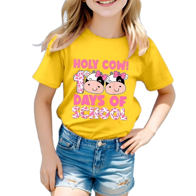 TZEWGL T-Shirts pour Enfants Manches Courtes Imprimés Graphiques Col Rond Vêtements pour Filles Garçons Taille 2-3T