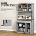 thumbnail image 4 of HOMCOM 71" Pantry Cabinet w/ Microwave Space Buffet w/ Hutch Grey, 4 of 10