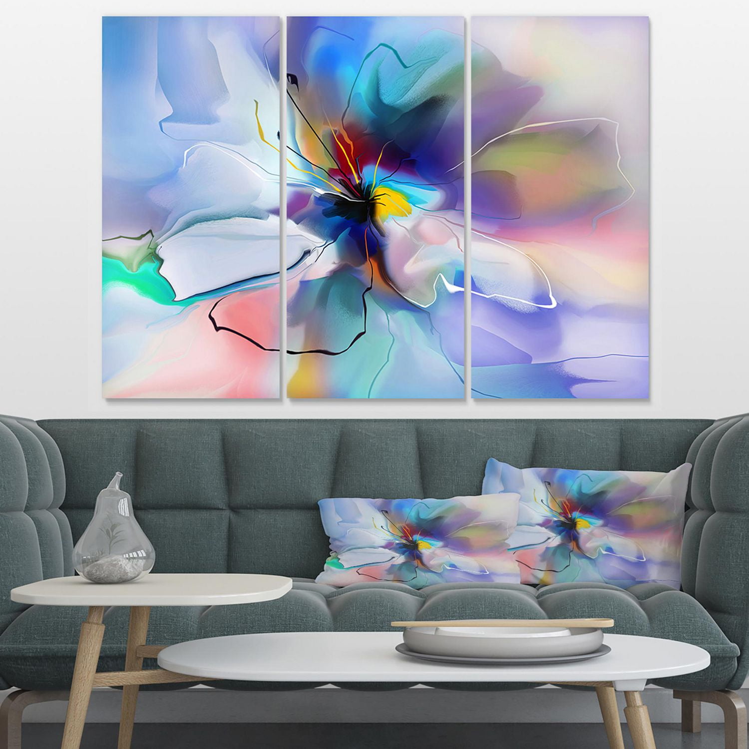 Designart Fleur bleue créative abstraite Art mural sur toile