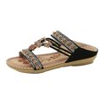thumbnail image 2 of LSLJS Bohemian Flat Flower Rhinestone Sandals Outer Beach Sandals, Women's Slippers, 2 of 9