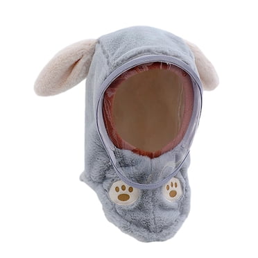 Milaget Chapeau d'Hiver pour Enfants Cagoule Coupe-Vent Couvre-Visage pour Garçons Filles Cyclisme Ski Oreilles de Lapin Bleu