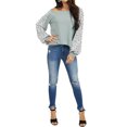 thumbnail image 3 of Women Polka Dot Printed Color Block Long Sleeve Pullover Shirt, 3 of 7