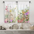 thumbnail image 1 of Innerwin Tringle à Rideau Poche Fente Drapé Panneau Rustique Imprimé Floral Aquarelle Court Rideaux Anti-Moisissure Traitement de Fenêtre Style 1 27 Pouces*47 Pouces(70*120cm)*2, 1 of 5