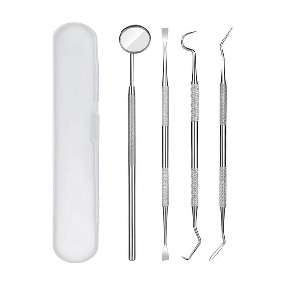 SharkTRUE Outils Dentaires, Outils de Nettoyage des Dents, Dissolvant de Plaque de Calcul pour Dents Grattoir pour Dents et Cure-Dents Dentaire et Miroir Buccal pour Ensemble d'Hygiène Buccale - avec Étui