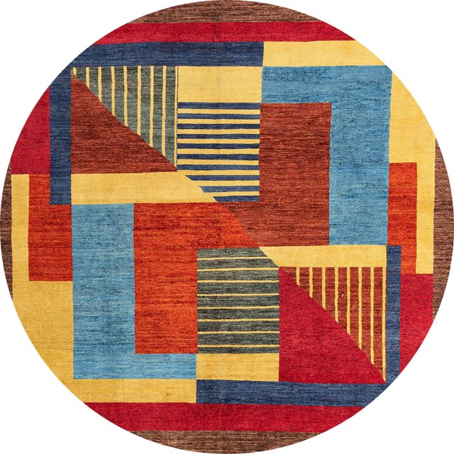 Ahgly Company Tapis d'Intérieur Ronds Abstraits Rouges Abstraits pour Aire, 8 Pieds Rond