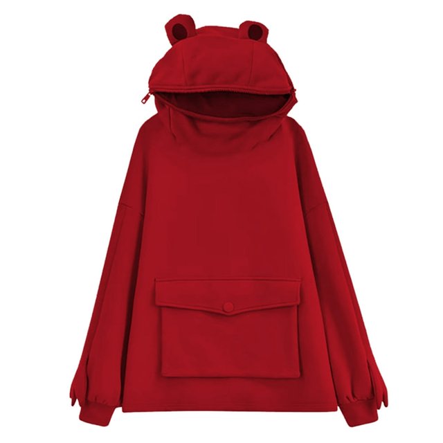 Sweat à Capuche Frog Mignon pour Femmes, Fermeture Éclair, Tunique Décontractée Ample, Costume Mignon avec Poches