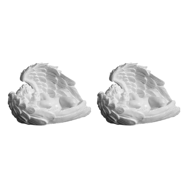 Maytalsory Resin White Angel Statue Elegant Desktop Decor Collection Window Props for Christmas lie down left think 2Set