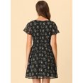 thumbnail image 4 of INSPIRE CHIC Women's Floral Lace-up Chiffon Dress, 4 of 6