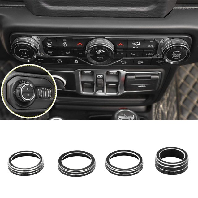 Air Conditioner Button Cover, Durable Stylish Headlight Switch Knob Trim Perfect Fit Antiwear For Decor Replacement For JL Accessories 2018-2021