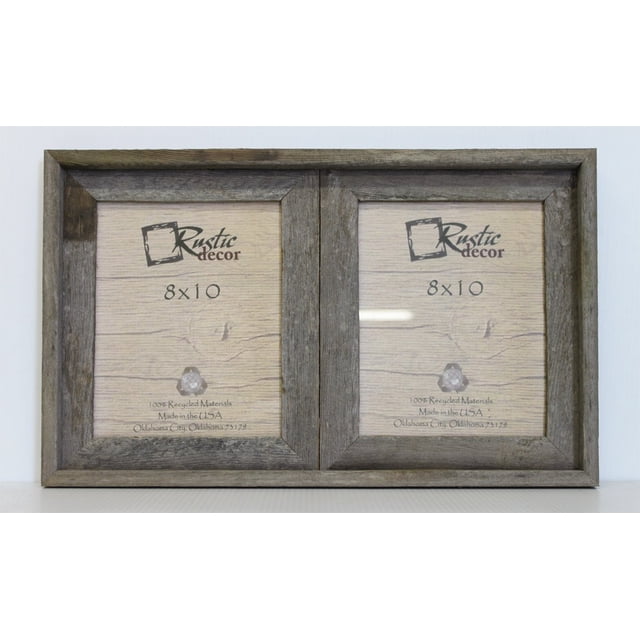 8x10-2.5" Wide Reclaimed Rustic Barnwood Collage Frame - Holds 2 Photos