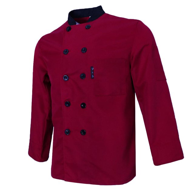 Tachiuwa Long Sleeve Chef Coat Jacket Unisex Uniform Kitchen Cooking Classic Design Red 2XL