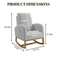 thumbnail image 2 of Nursery Rocking Chair for Living Room, Upholstered Rocker Armchair with Wood Legs, Mid-Century Modern Tall Back Accent Glider Rocker with Side Pocket for Bedroom, Light Grey, 2 of 7