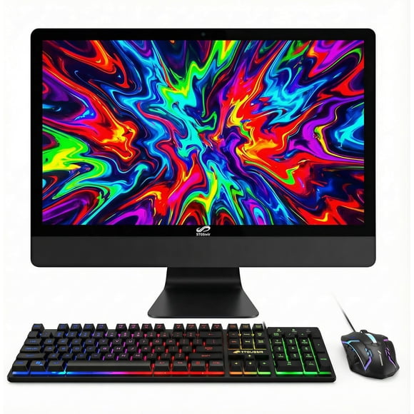 STGSivir All-in-One Desktop Computer, 24" FHD Display, Intel Core i7 up to 3.9G, 16G Memory, 1T SSD, WiFi, BT 5.0, RGB Keyboard & Mouse, Webcam, Windows 11 Home