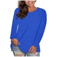 thumbnail image 1 of Long Sleeve Tops for Women Solid Color Casual Crew Neck T Shirts Fall Winter Basic Tees, 1 of 6