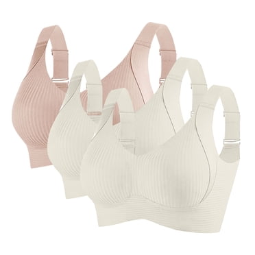 Karight 3 Pack New Roarrave Bra, Roarrave Bras for Women, Women's Ribbed Push up Adjustable Wireless Bra