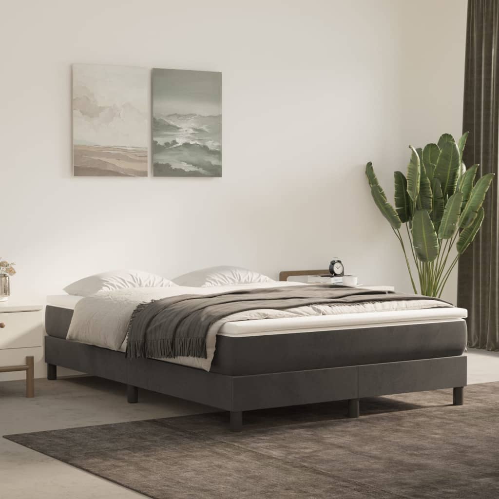vidaXL Bed Frame Dark Grey 137x190 cm Full Velvet
