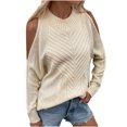 thumbnail image 2 of RKSTN Chandails pour Femmes Mode Couleur Unie Décontracté Col Rond Manches Longues T-Shirt Ample Blouse Hauts Chandail Chandails d'Automne, 2 of 5