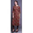 thumbnail image 3 of Bimba Robe Kurti Longue Imprimée Tunique Droite Manches 3/4 Robes pour Femmes Haut, 3 of 6