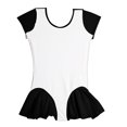 thumbnail image 4 of Robe à Manches Courtes Col Rond, Mode Enfant Été Solide Nœud Collants Fille Danse Bouton Doux Mignon Justaucorps, 4 of 8