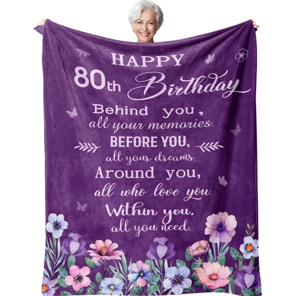 XZYG 80th Birthday Gifts for Women Best 80th Birthday Gifts Happy 80 Year Old Birthday Gifts for Women Unique Gifts for 80 Year Old Woman Birthday 80th Birthday Decorations Blanket(40*50inch)