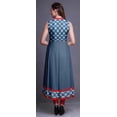 thumbnail image 4 of Bimba Robe Anarkali pour Femmes à Col Mandarin Imprimée Shibori Bleu Indigo Ethnique Indienne Kurta X-Small, 4 of 6