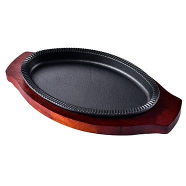 GUOOL Cast Iron Steak Plate Durable Fajita Server Plate for Kitchen Home Stovetops L