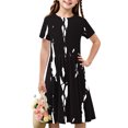 thumbnail image 1 of Liquidation Aujourd'hui Iumwxz Robe Décontractée Trapèze Robe Tunique pour Adolescentes Robe Col Rond Imprimé à Rayures Manches Courtes Robes pour Adolescentes Robe Confortable pour Aller à l'École 4-14 Ans, 1 of 7
