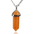 thumbnail image 1 of Collier Pendentif Reiki Chakra Hexagonal à Pointe Pointue en Aventurine Orange 18 Pouces, 1 of 3
