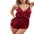 thumbnail image 4 of Combinaison Pyjama Sans Manches à Col en V pour Femmes avec Volants et Nœud, 4 of 8