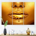 thumbnail image 1 of Designart Gold Paint Drips From Sexy Woman Lips Canvas Wall Art, 1 of 4