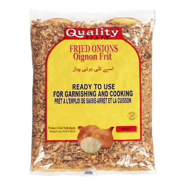 QUALITY Oignons Frits Croustillants, Sac de 400 g – Garniture Prête à l'Emploi et Ingrédient de Cuisson