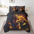 thumbnail image 2 of Electric Guitar Full Comforter Set 7 Pieces Reversible Comforters Full Size Bed Set Bed in a Bag with Comforter,Golden Music Notes Sheets,Pillowcases & Shams,Musical Stringed Instruments Bedding Sets, 2 of 5