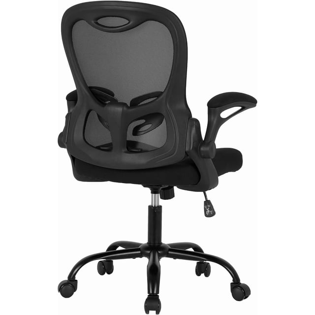 BestOffice Ergonomic Home Office Chair, Executive Computer Task Chair with Lumbar Support & Flip-Up Armrests, Rolling Swivel Design, Black