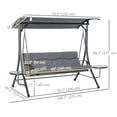 thumbnail image 3 of Outsunny 3 Seat Outdoor Swing Chair Steel Swing Bench, Dark Grey, 3 of 10