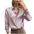 thumbnail image 1 of GigrtiJin Chemises Boutonnées pour Femmes Automne Manches Longues Col Rabattu Couleur Unie Mode Décontractée Confortable Hauts Amples, 1 of 5