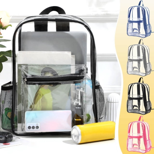 School Savings Tyidzon Clear Backpack - 15 Inch Large Clear Backpacks for School Transparent PVC Backpack for Students Work Travel, School Backpack