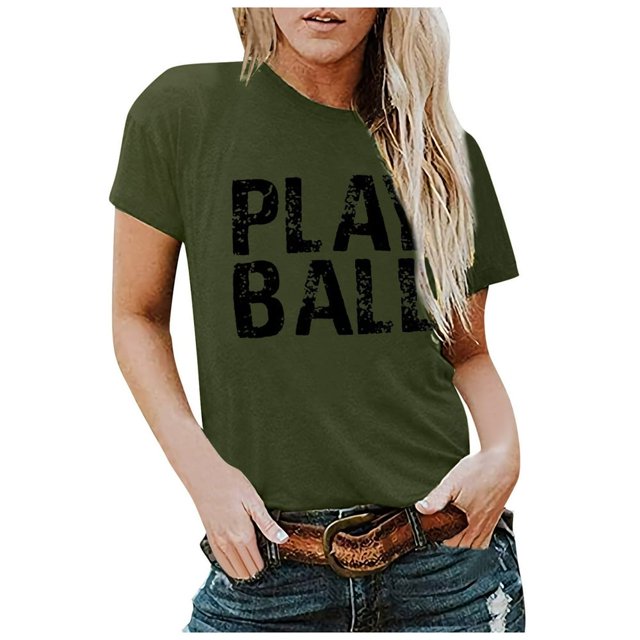 2021 Femmes Concise Mode Lettre Imprimé Cou Manches Courtes Tops T-shirt pour les Femmes