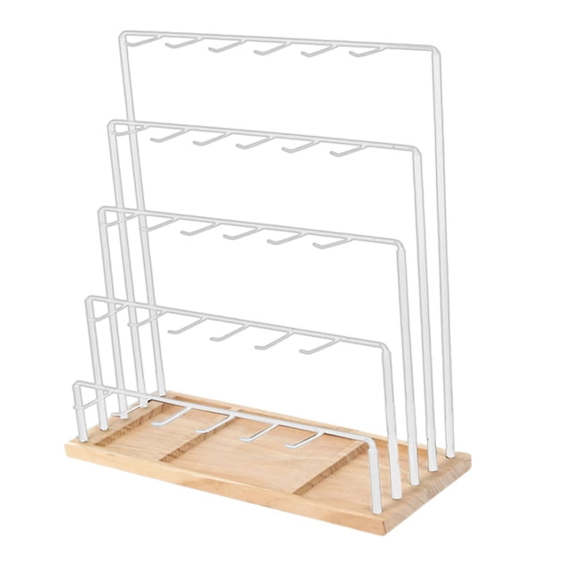 Xuanheng 5 Tiers Earring Display Stand Holder Jewelry Hanger Rack Easy Assemble Tabletop with Hooks for Home Ear Studs Keychains Rings White