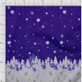 thumbnail image 1 of Soimoi Cotton Voile Fabric Cedar Tree & Snowflake Panel Printed Fabric 1 Yard 56 Inch Wide, 1 of 3