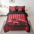 thumbnail image 2 of Ensemble de Couette Grand Voiture de Sport, 7 Pcs en Microfibre Douce avec Lumières Néon Rouges, Couettes avec Drap-Housse, Drap Plat, 2 Couvre-Oreillers et 2 Taies d'Oreiller - Ensembles de Literie Véhicule de Sport Extrême, 2 of 5