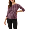 thumbnail image 1 of INSPIRE CHIC Women's Work Boat Neck 3/4 Sleeve Stretchy Knit Blouse, 1 of 6